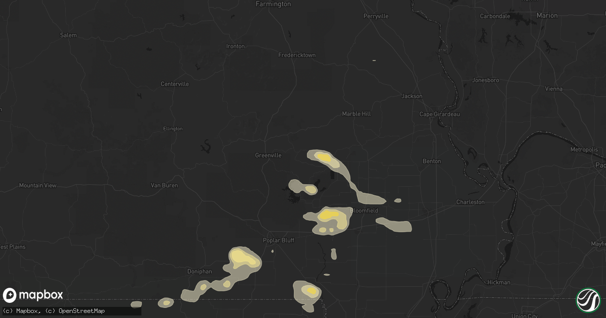Hail map in Lowndes, MO on July 9, 2026