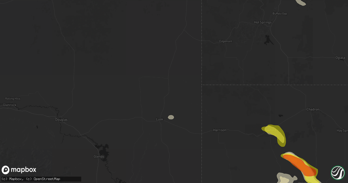 Hail map in Lusk, WY on July 9, 2026