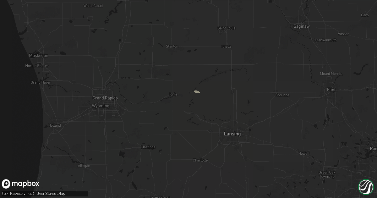 Hail map in Lyons, MI on July 9, 2026