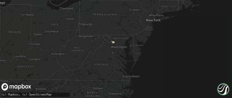 Hail map in Maryland on July 9, 2026