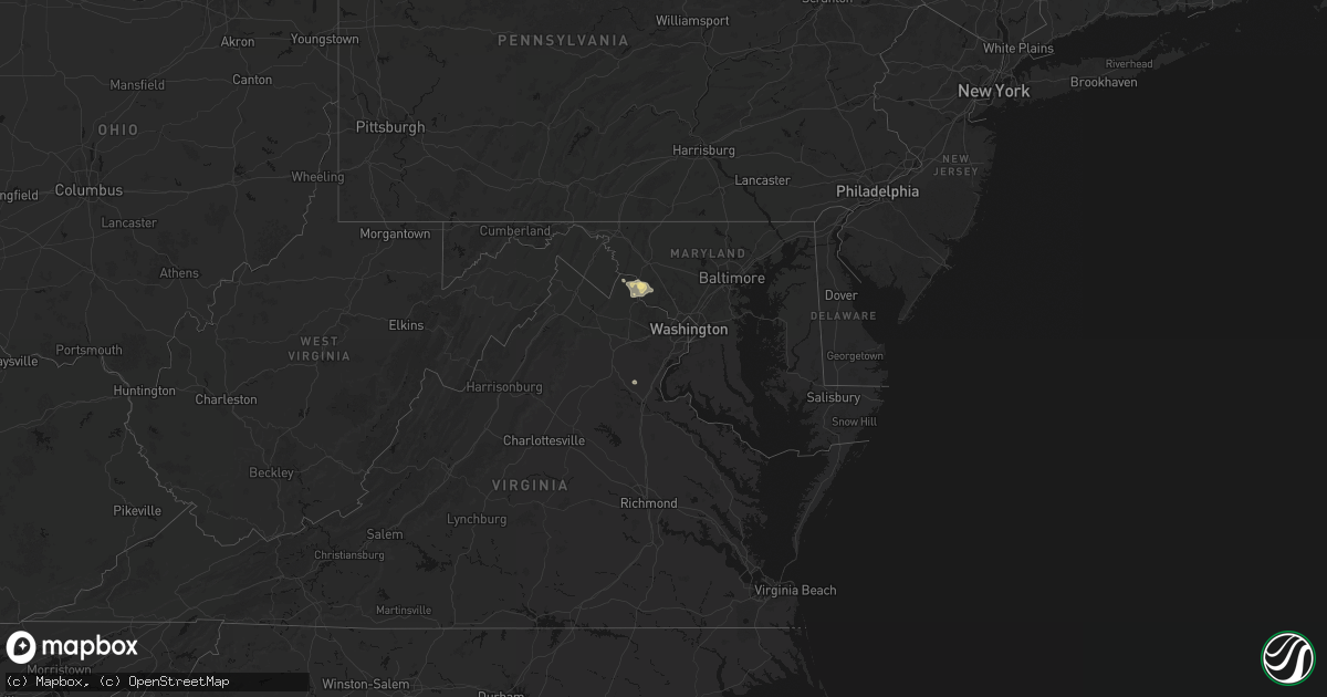 Hail map in Maryland on July 9, 2026