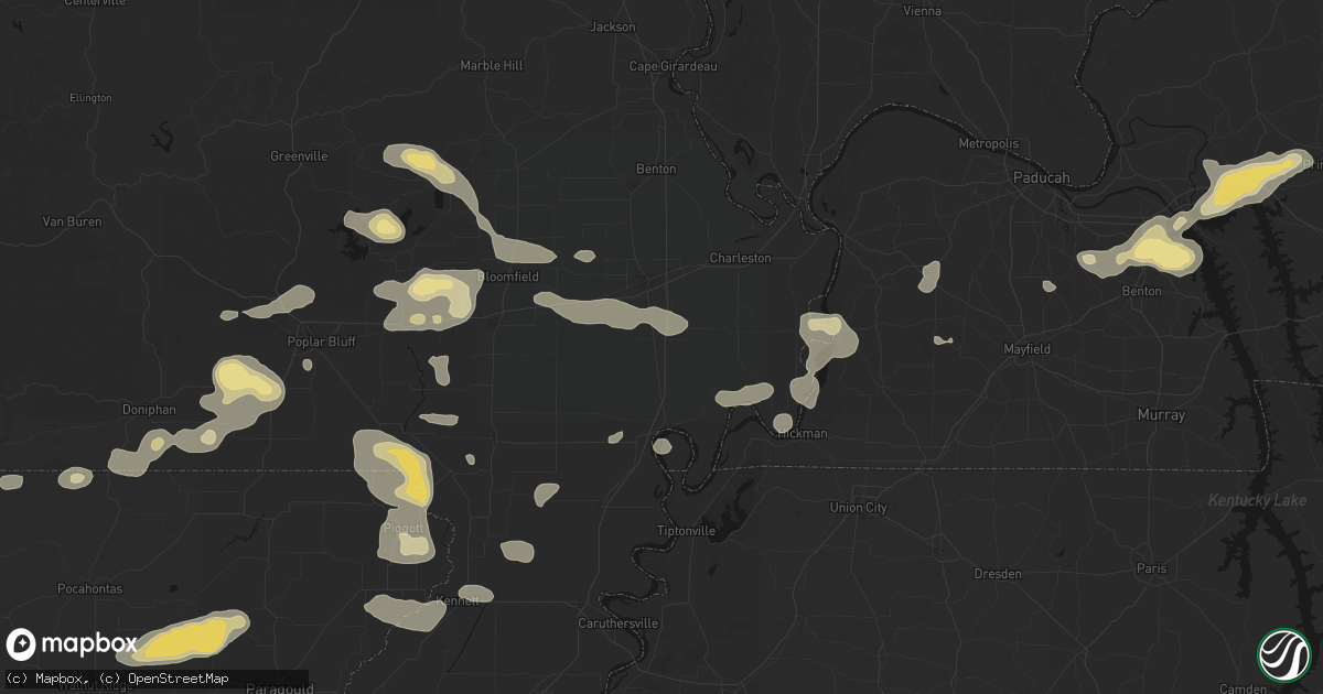 Hail map in Matthews, MO on July 9, 2026