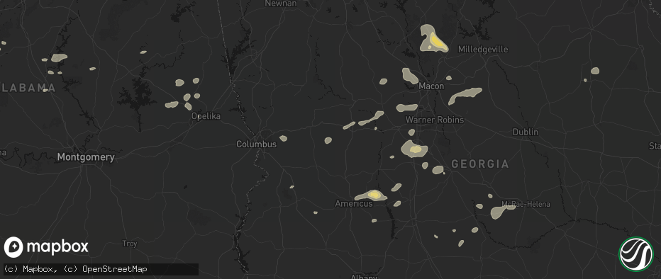 Hail map in Mauk, GA on July 9, 2026