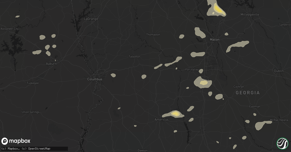 Hail map in Mauk, GA on July 9, 2026