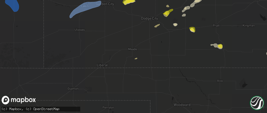 Hail map in Meade, KS on July 9, 2026