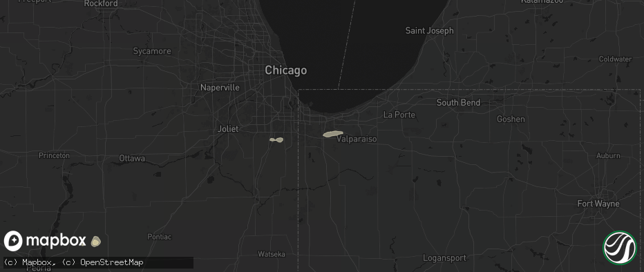 Hail map in Merrillville, IN on July 9, 2026