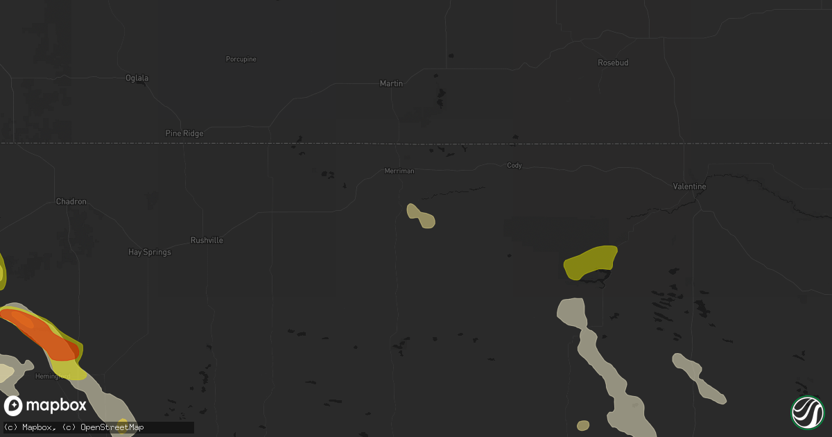 Hail map in Merriman, NE on July 9, 2026
