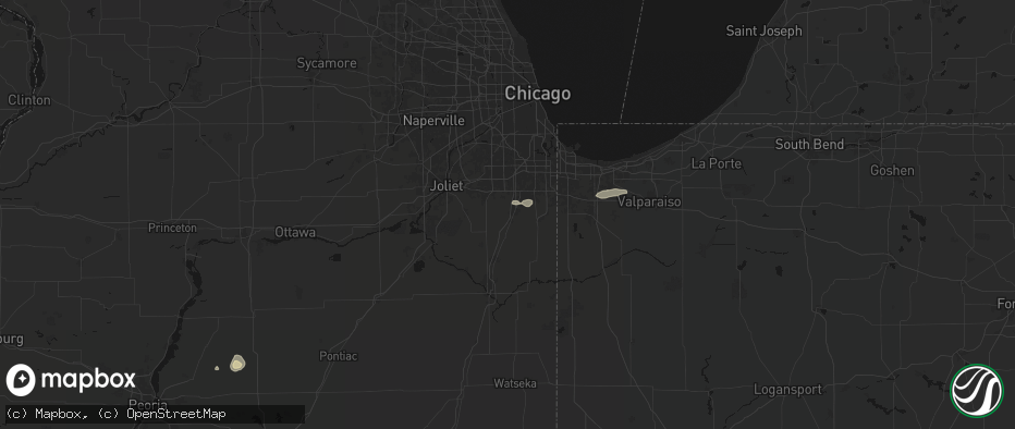 Hail map in Monee, IL on July 9, 2026