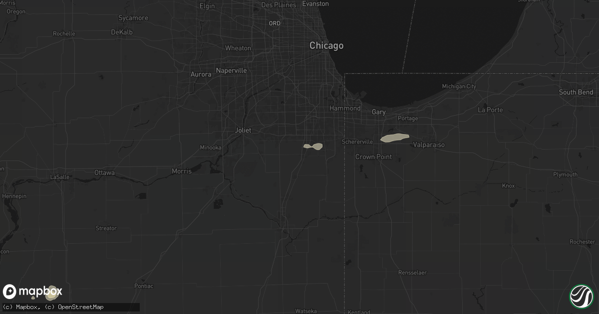Hail map in Monee, IL on July 9, 2026