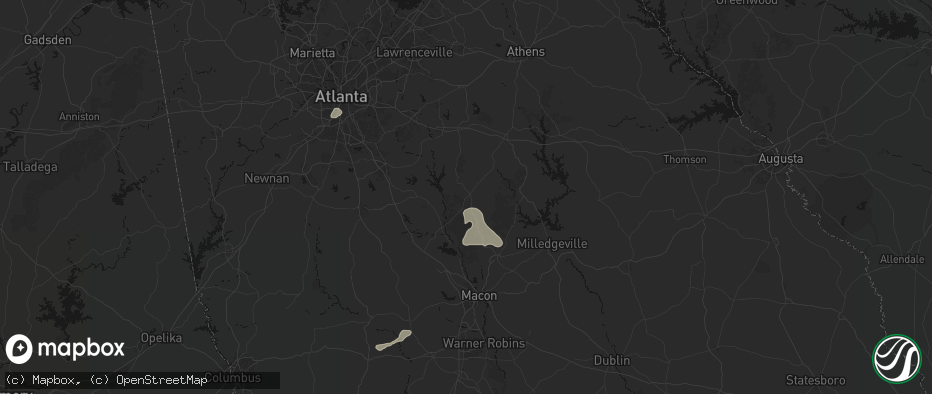 Hail map in Monticello, GA on July 9, 2026