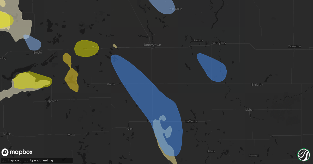 Hail map in Montpelier, ND on July 9, 2026