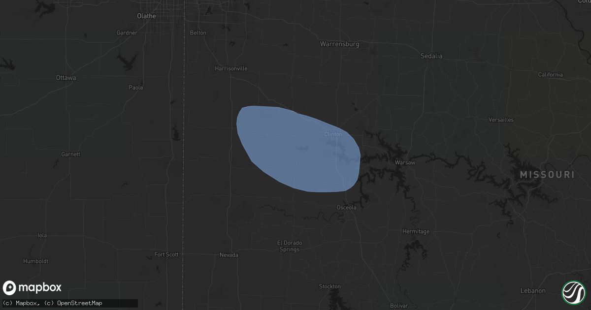 Hail map in Montrose, MO on July 9, 2026