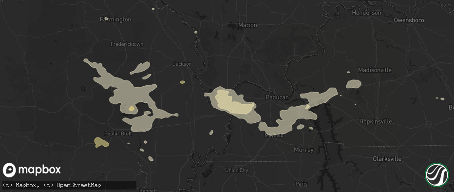 Hail map in Mound City, IL on July 9, 2026