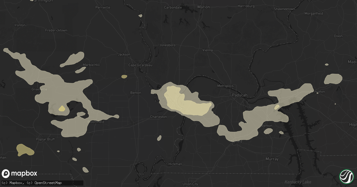 Hail map in Mound City, IL on July 9, 2026