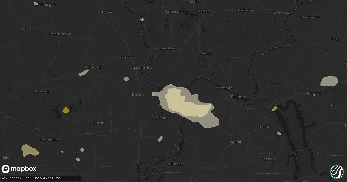Hail map in Mounds, IL on July 9, 2026