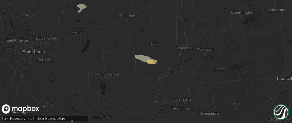 Hail map in Mount Erie, IL on July 9, 2026