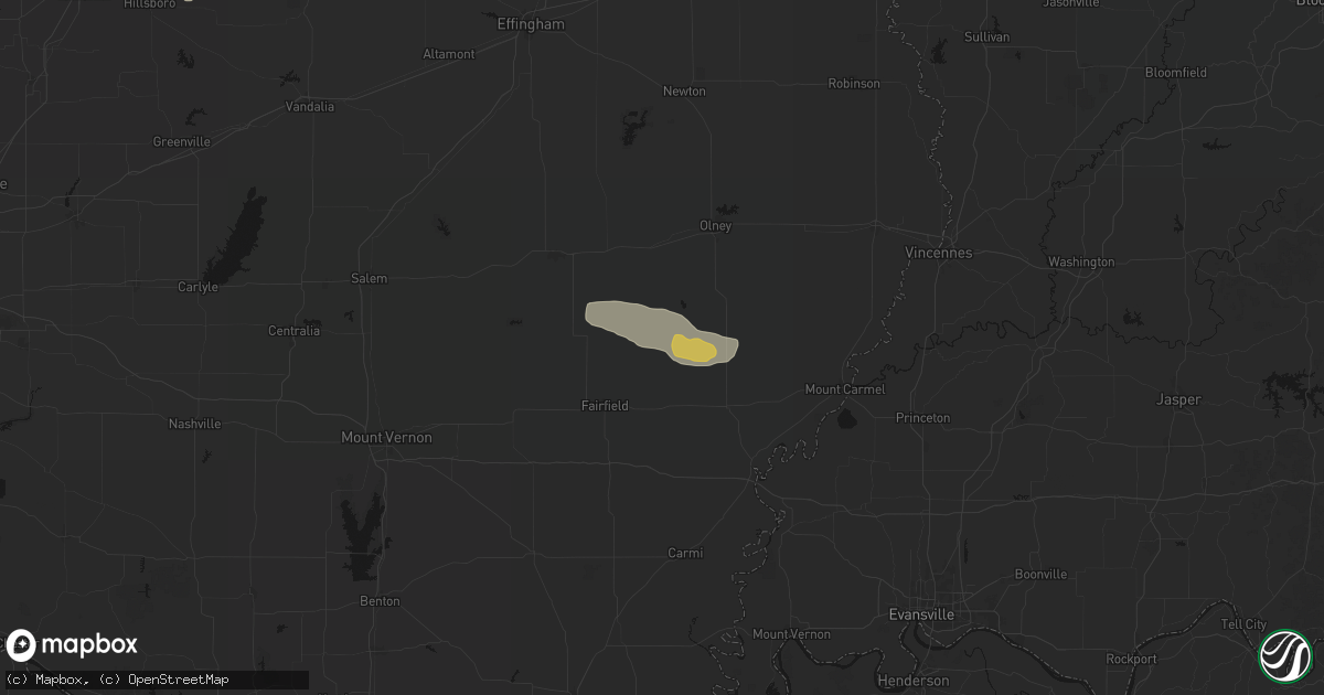 Hail map in Mount Erie, IL on July 9, 2026