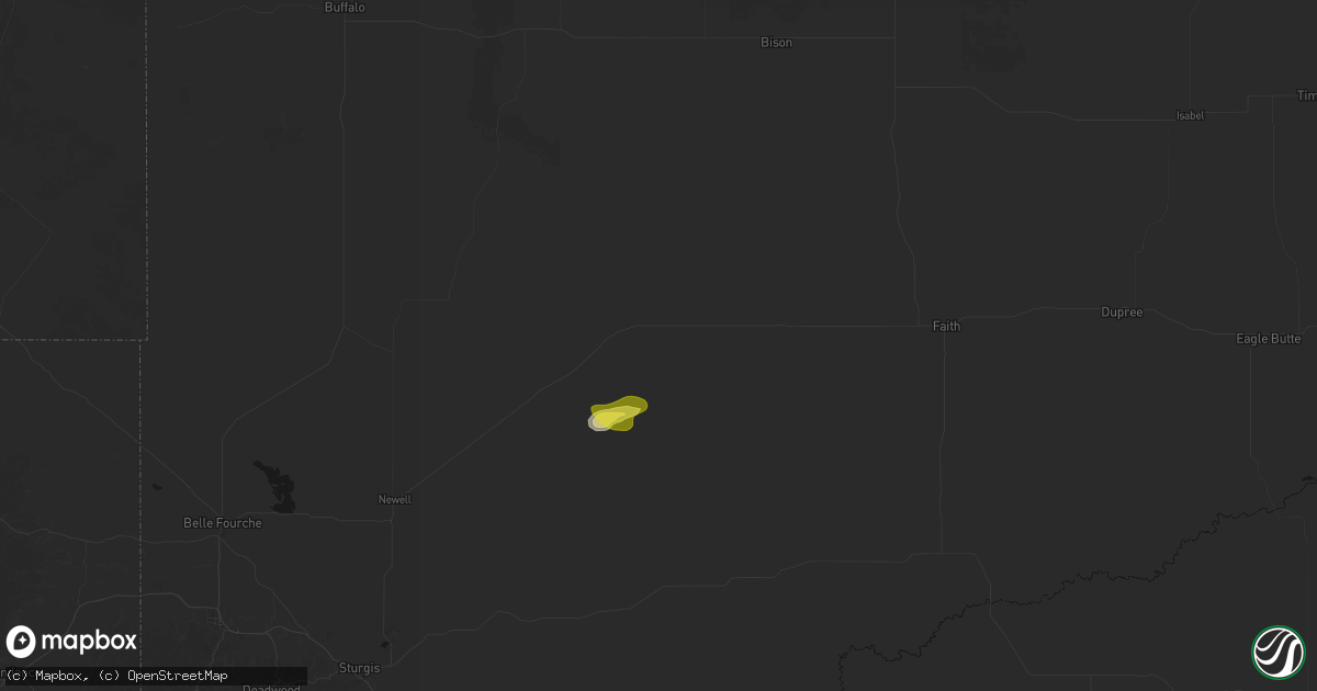 Hail map in Mud Butte, SD on July 9, 2026