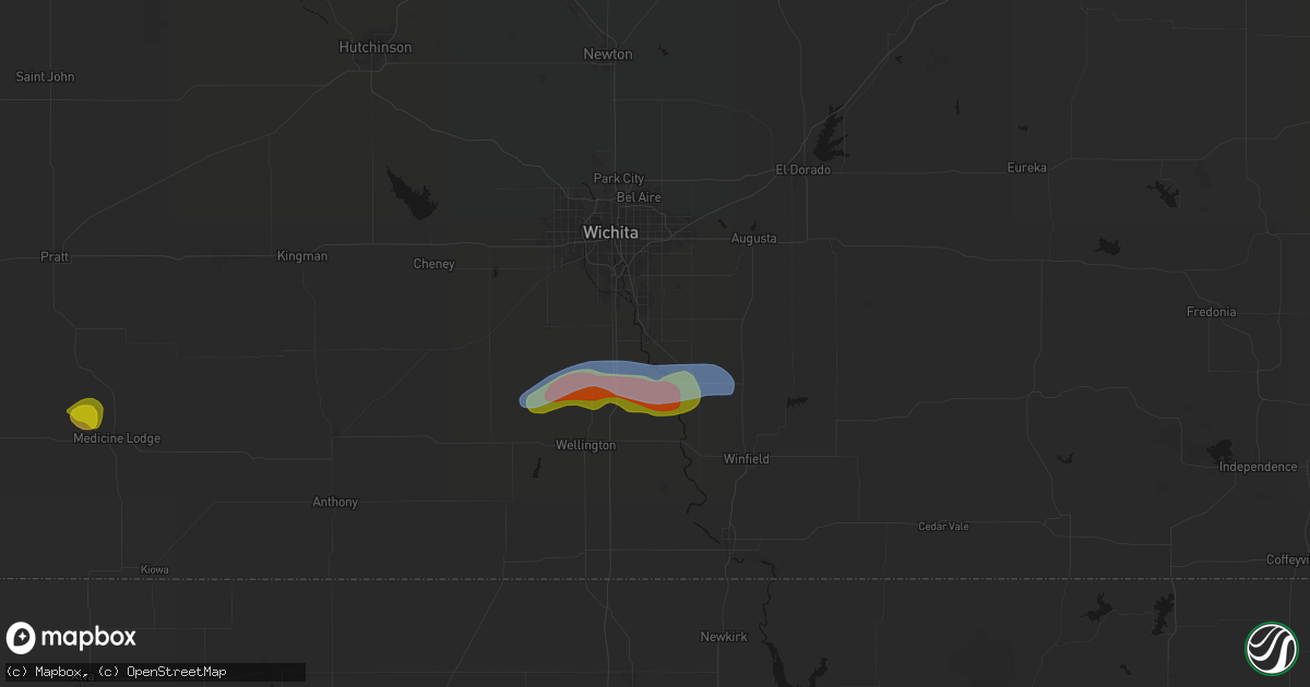Hail map in Mulvane, KS on July 9, 2026