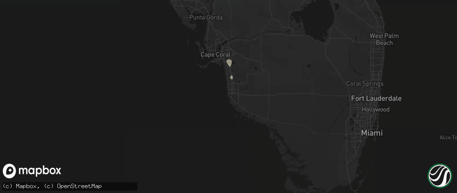 Hail map in Naples, FL on July 9, 2026