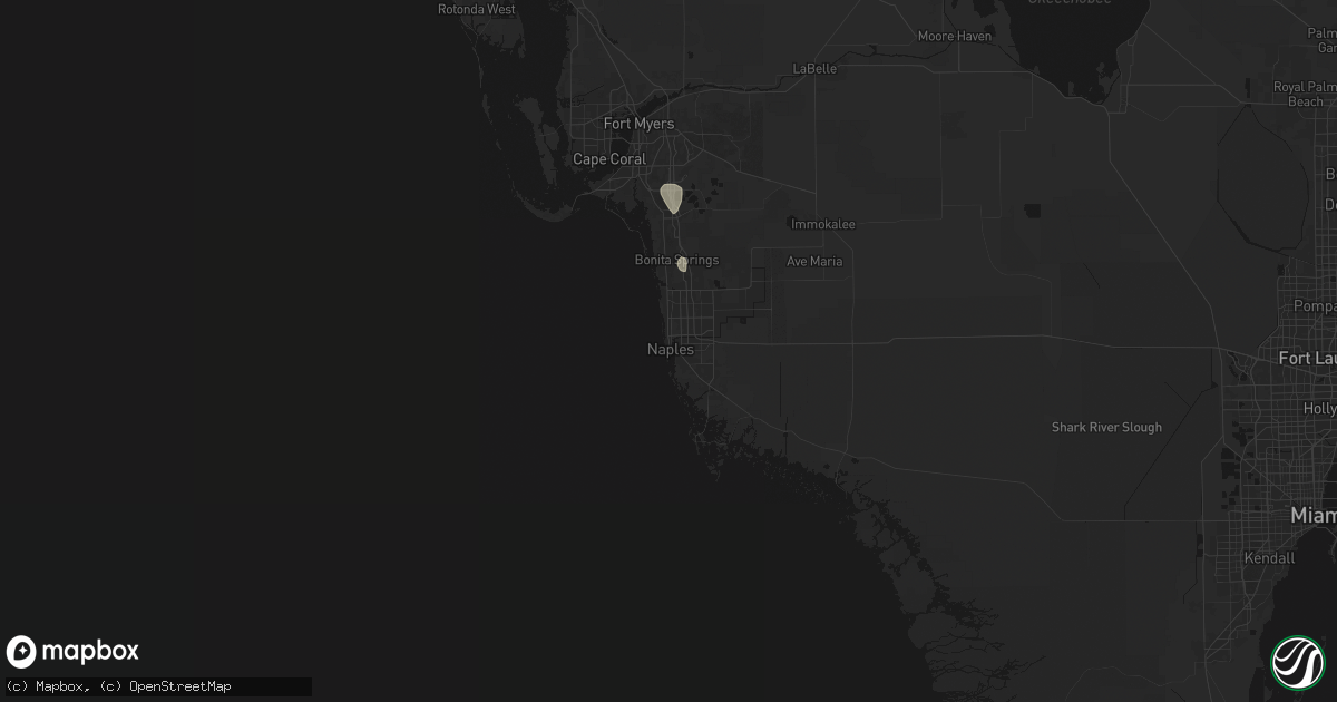 Hail map in Naples, FL on July 9, 2026