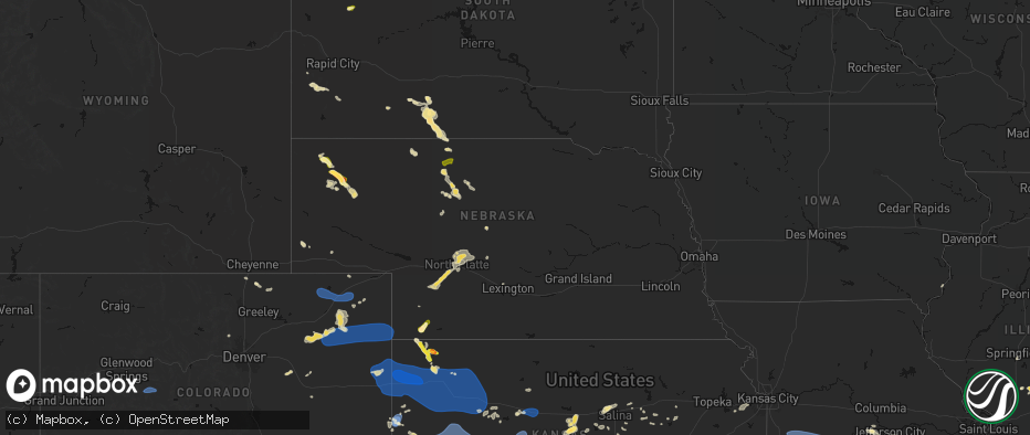 Hail map in Nebraska on July 9, 2026