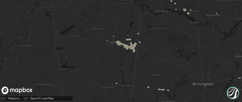 Hail map in Nettleton, MS on July 9, 2026