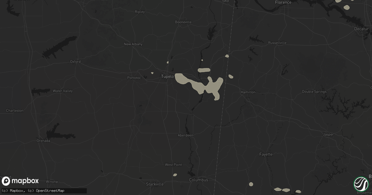 Hail map in Nettleton, MS on July 9, 2026