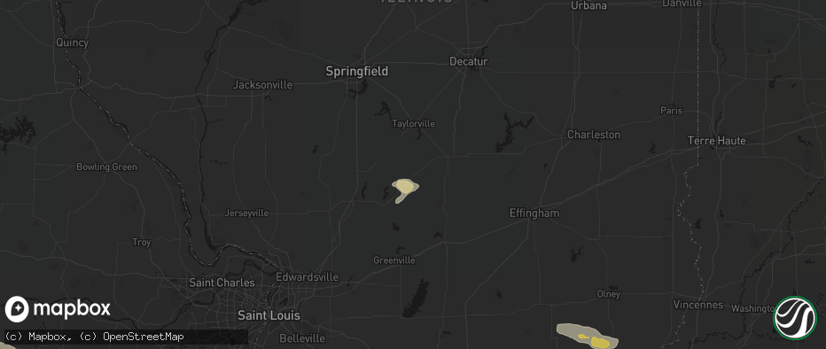 Hail map in Nokomis, IL on July 9, 2026