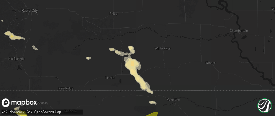 Hail map in Norris, SD on July 9, 2026