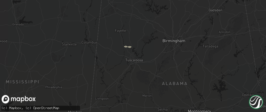 Hail map in Northport, AL on July 9, 2026