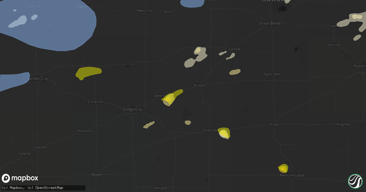 Hail map in Offerle, KS on July 9, 2026