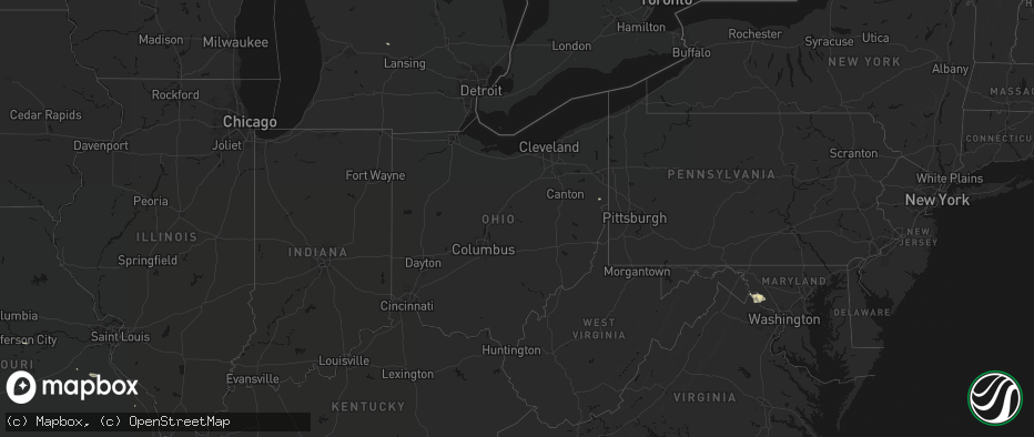 Hail map in Ohio on July 9, 2026