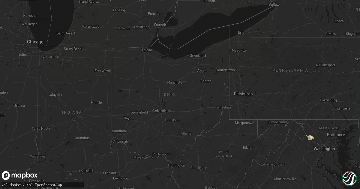 Hail map in Ohio on July 9, 2026