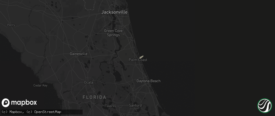 Hail map in Palm Coast, FL on July 9, 2026