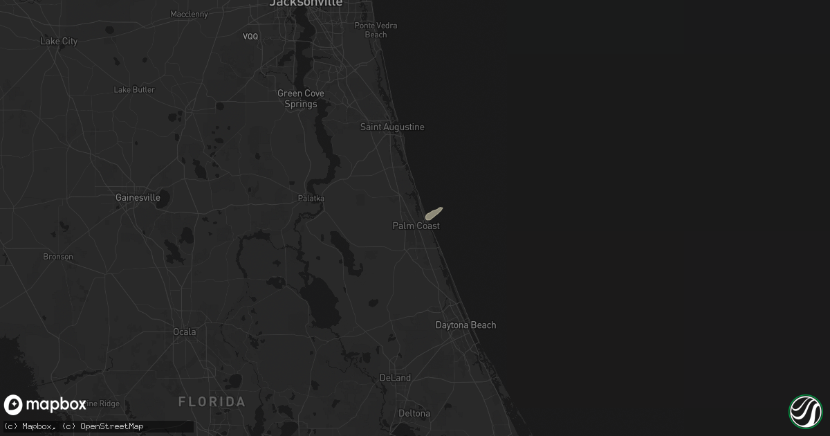 Hail map in Palm Coast, FL on July 9, 2026