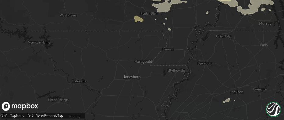 Hail map in Paragould, AR on July 9, 2026