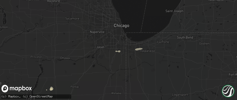 Hail map in Park Forest, IL on July 9, 2026