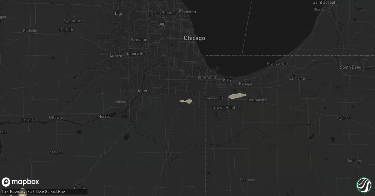 Hail map in Park Forest, IL on July 9, 2026