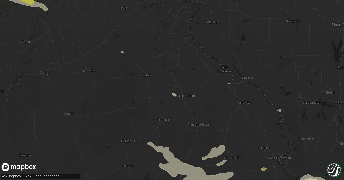 Hail map in Park Hills, MO on July 9, 2026