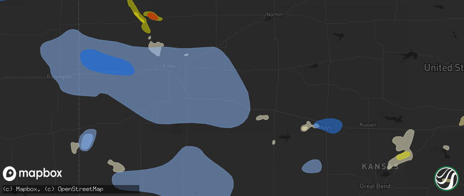 Hail map in Park, KS on July 9, 2026