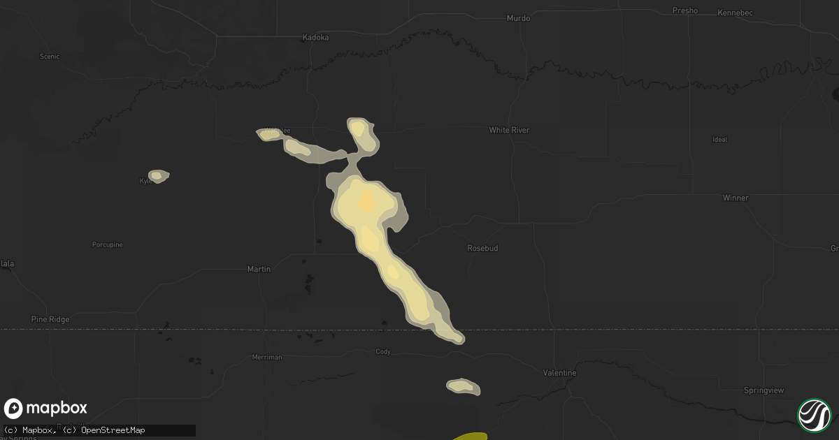 Hail map in Parmelee, SD on July 9, 2026