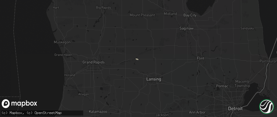 Hail map in Pewamo, MI on July 9, 2026
