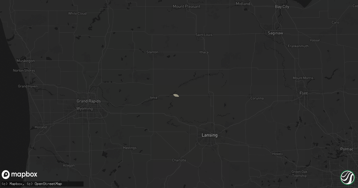 Hail map in Pewamo, MI on July 9, 2026