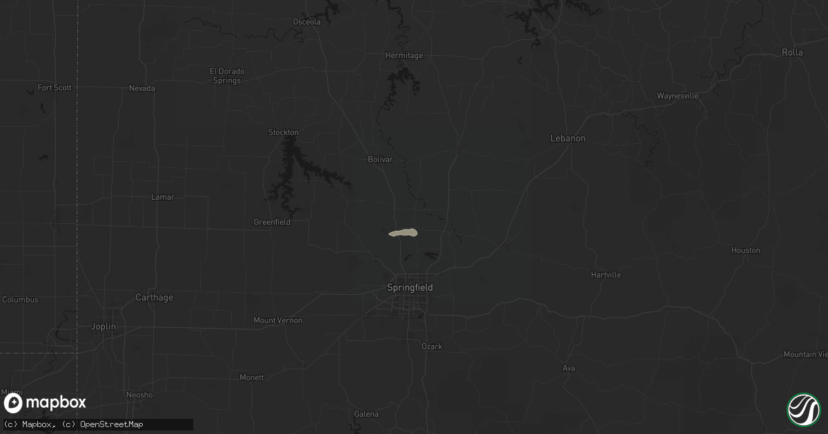 Hail map in Pleasant Hope, MO on July 9, 2026