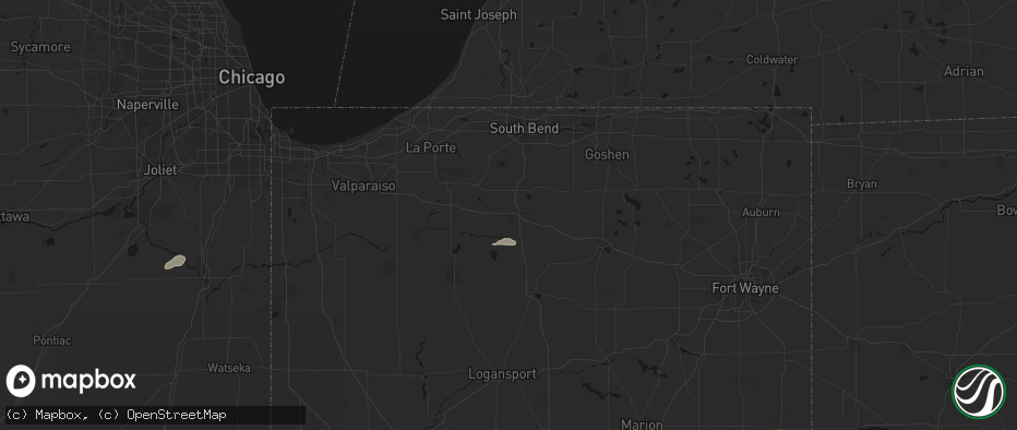Hail map in Plymouth, IN on July 9, 2026