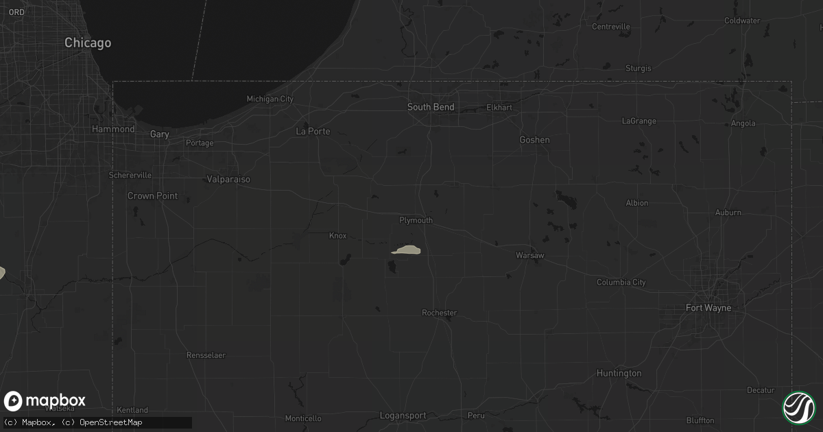 Hail map in Plymouth, IN on July 9, 2026