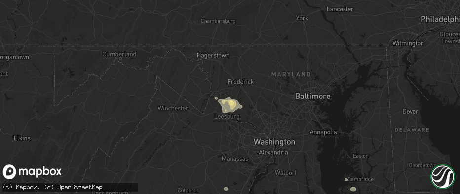 Hail map in Point Of Rocks, MD on July 9, 2026