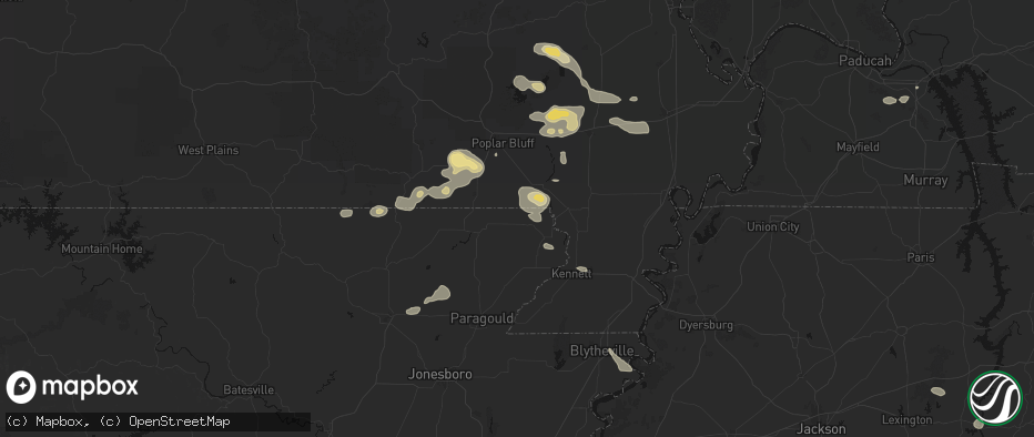 Hail map in Pollard, AR on July 9, 2026