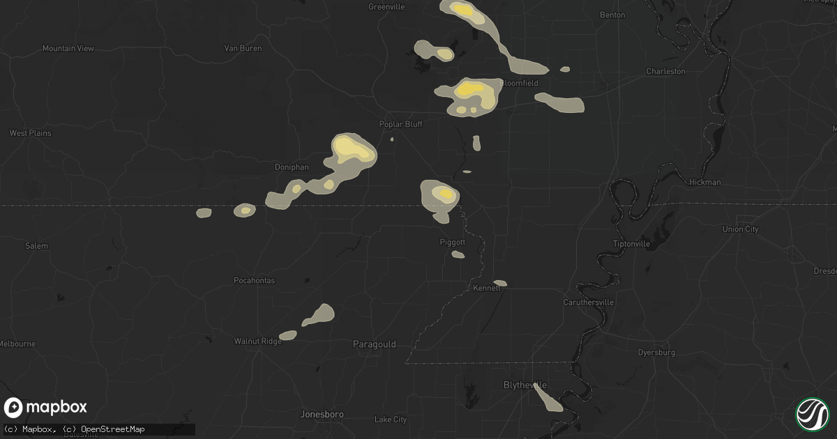 Hail map in Pollard, AR on July 9, 2026